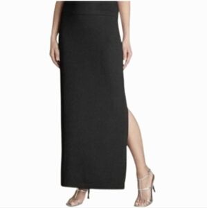 St. John Evening Santana Knit Long Maxi Skirt in Black 21" Side Slit Size 10